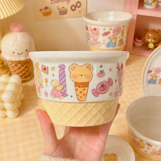 Ice Cream Party Ceramic Cereal Bowl - Artist Collaboration, 560ML