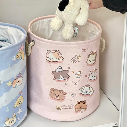 Adorable Cat Linen Storage Bag/Laundry Basket - Foldable, Water-Resistant, Durable for Clothes and Toys