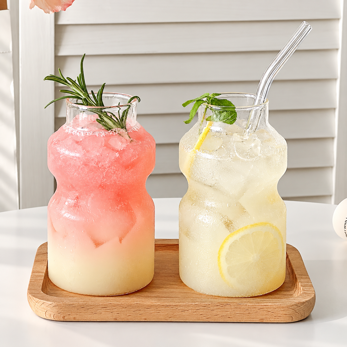 Yakult Bottle Shape Glass Cup with Straw – 400ML