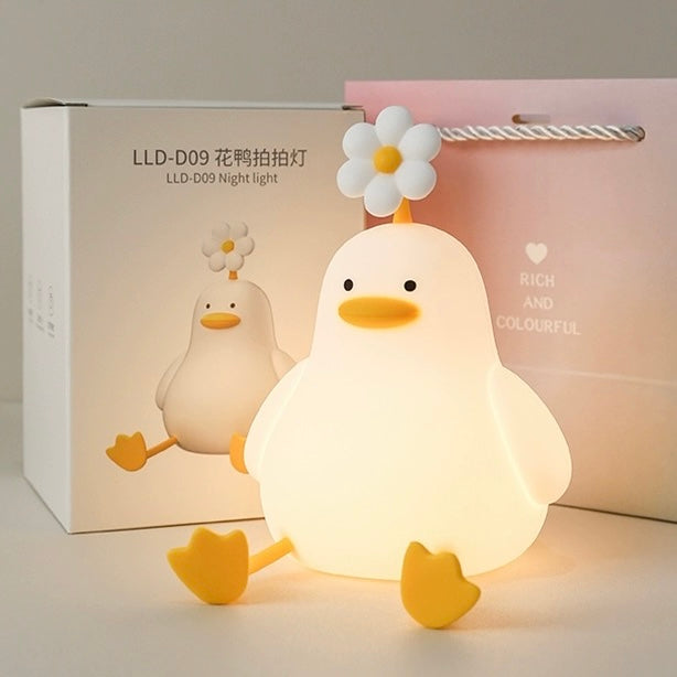 Flower Duck Tap-on Night Light | Soft Silicone, USB Charging | Perfect Birthday Gift