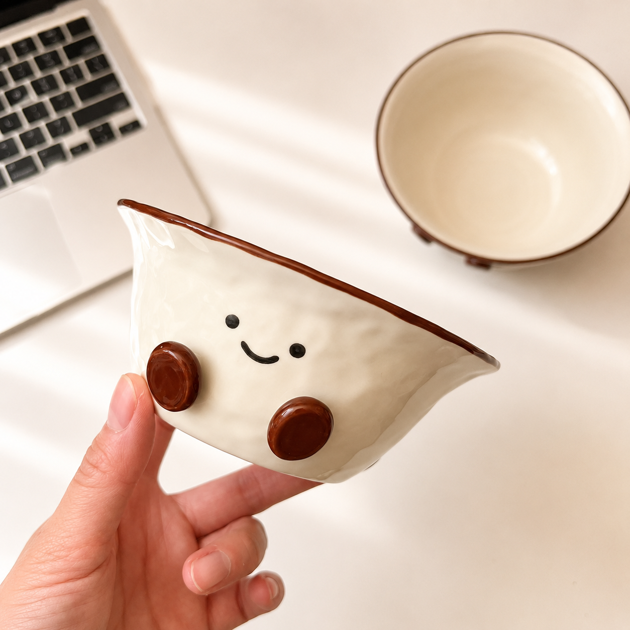 Hand-Painted Cocoa Bean Ceramic Bowls – 300ML & 600ML