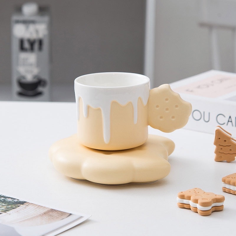 Biscuit-Shaped Coffee Ceramic Mug Set