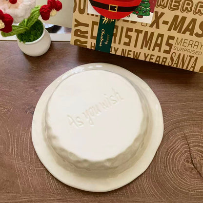 Cute Snowman Ceramic Deep Plate, 8.1-Inch | Christmas Gift