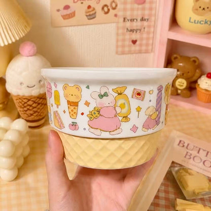 Ice Cream Party Ceramic Cereal Bowl - Artist Collaboration, 560ML