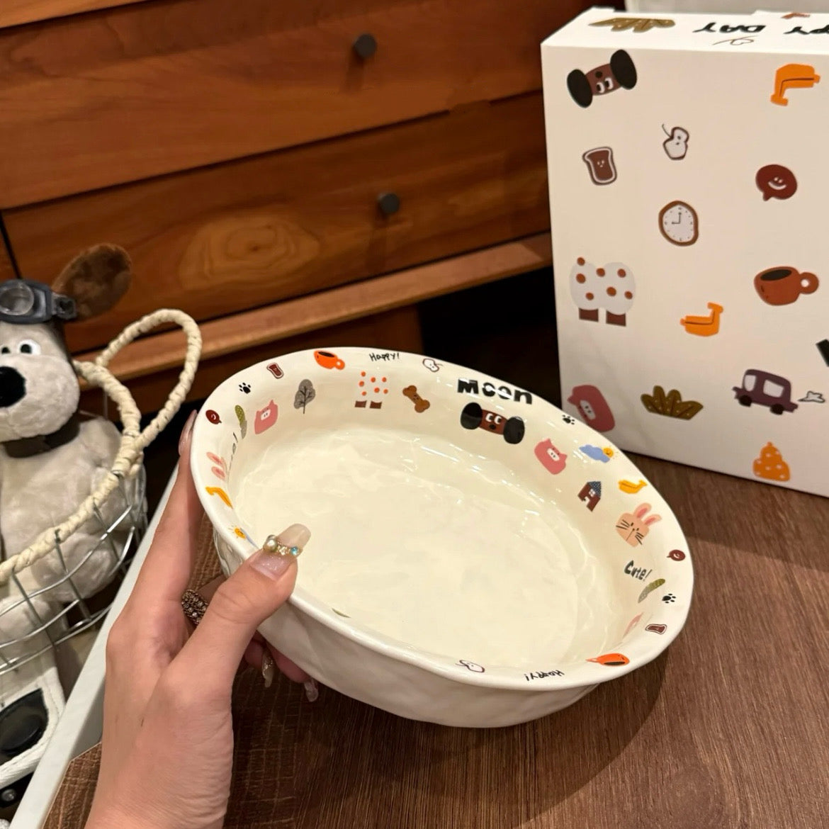 Moon Dog Series Ceramic Soup Plate, 8.5-Inch