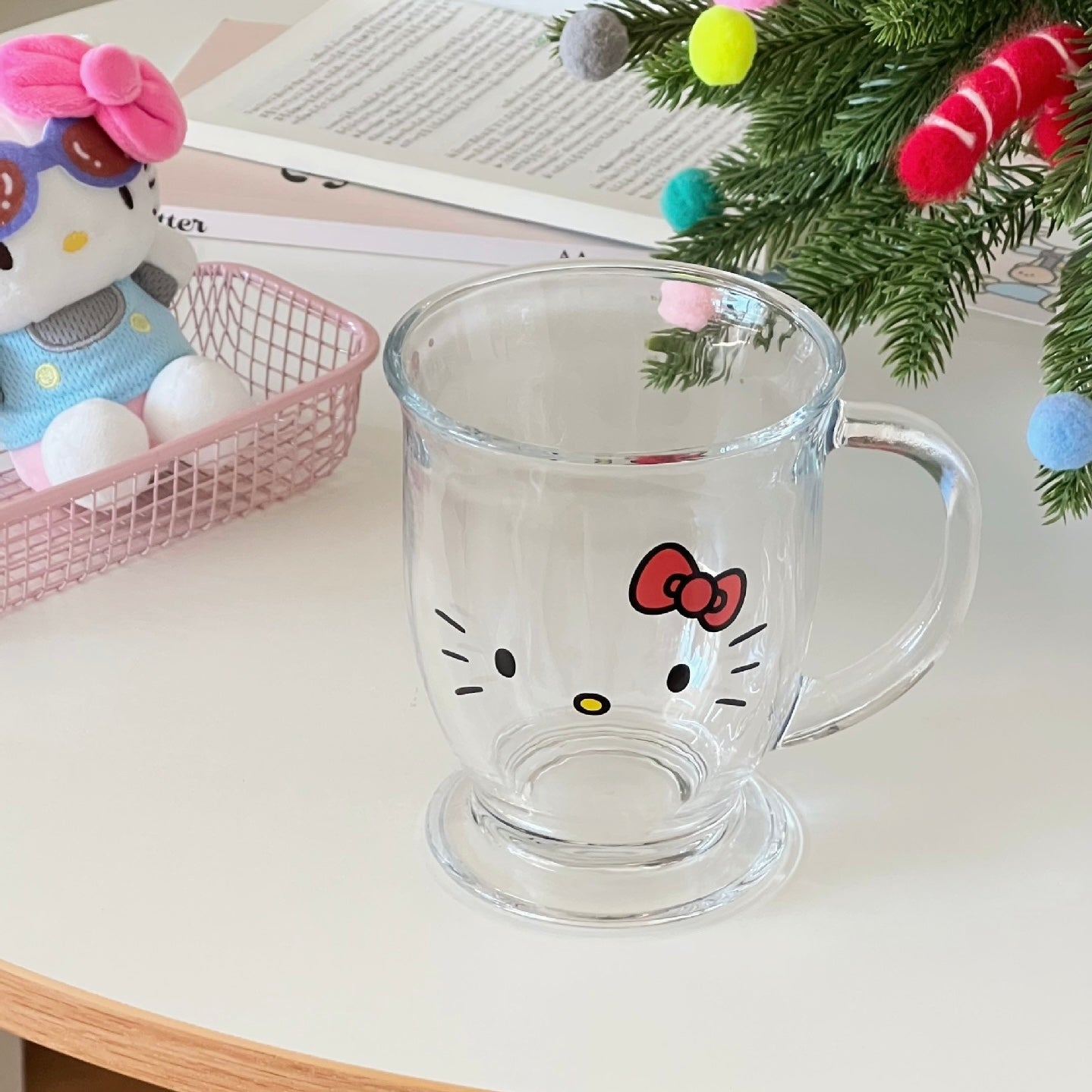Cute Kitty Glass Mug with Handle - 450ML