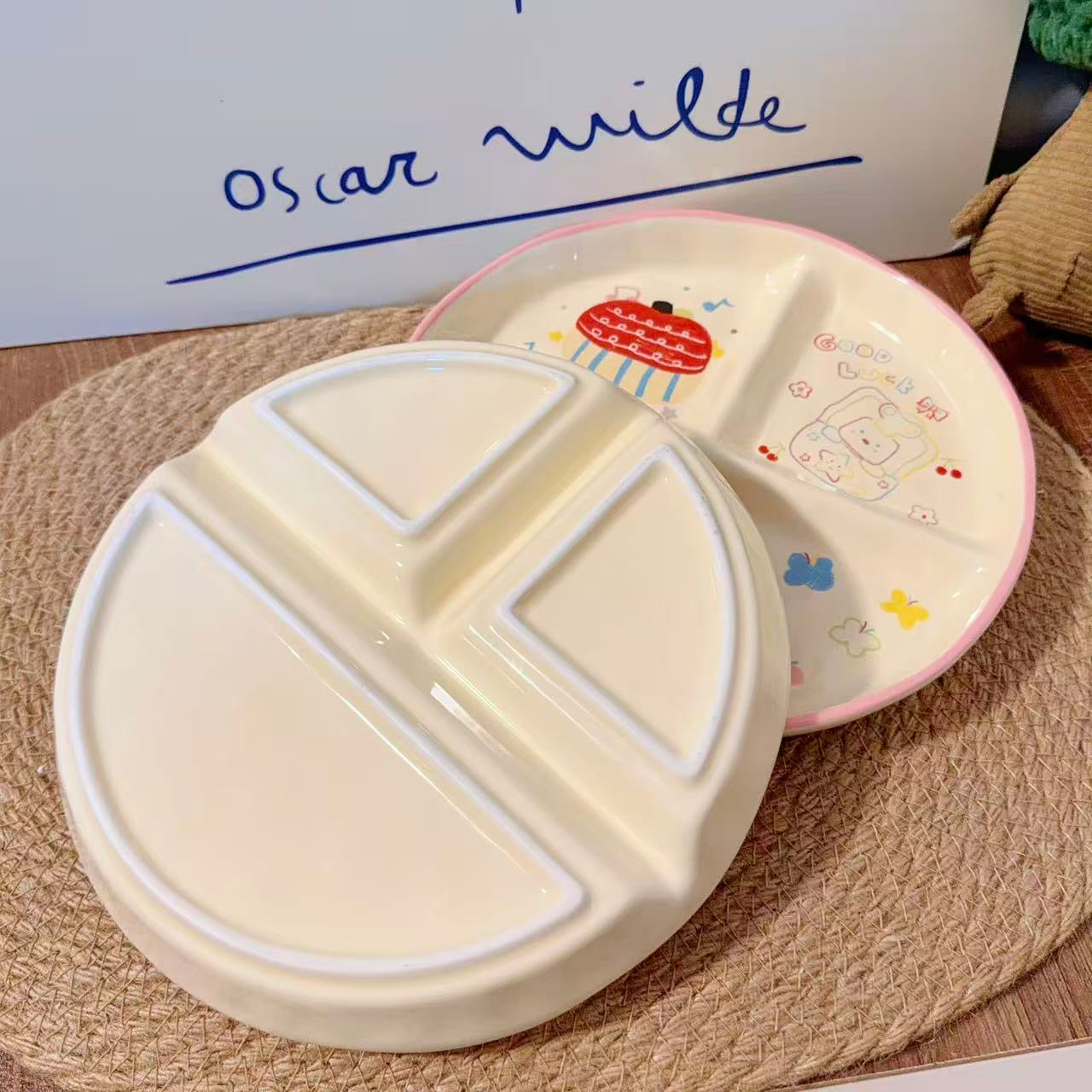 Crayon Doodle Ceramic Divided Breakfast Plate, 8-Inch