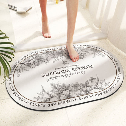 Flowers and Plants Bathroom Absorbent Mat - Size 40x60cm / 50x80cm | Quick-Drying and Absorbent