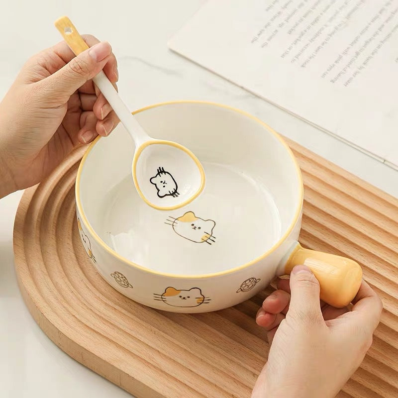 Lemon Cat Baking Dish with Ceramic Spoon