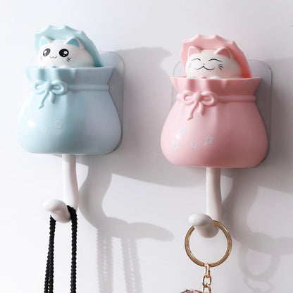 Lucky Bag Cat Hook | Adhesive No-Drill Wall Hook with Cute Cat Design