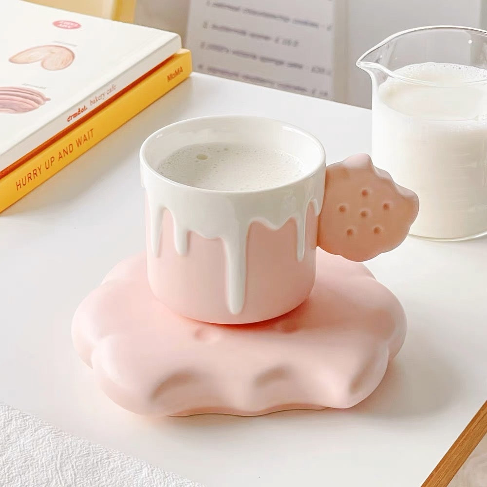 Biscuit-Shaped Coffee Ceramic Mug Set