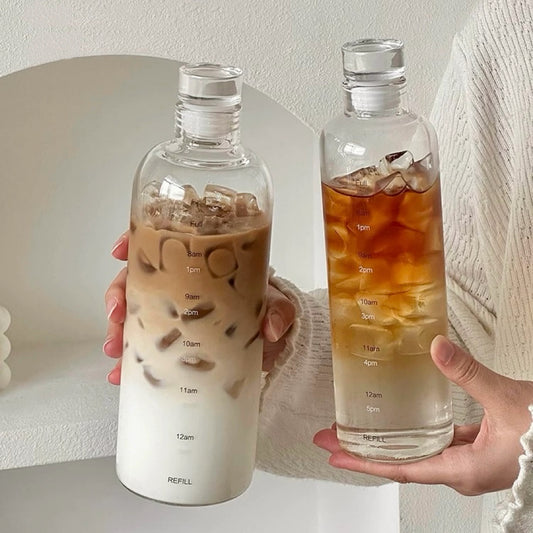 Time Marker Glass Water Bottle - 500ML / 750ML