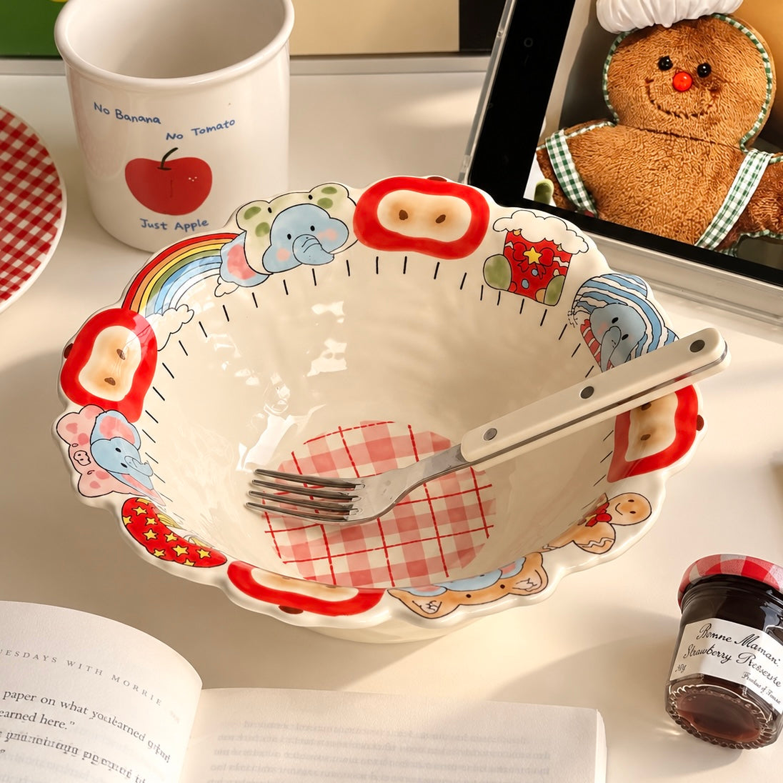 Apple & Elephant Ceramic Ramen Bowl – 900ML