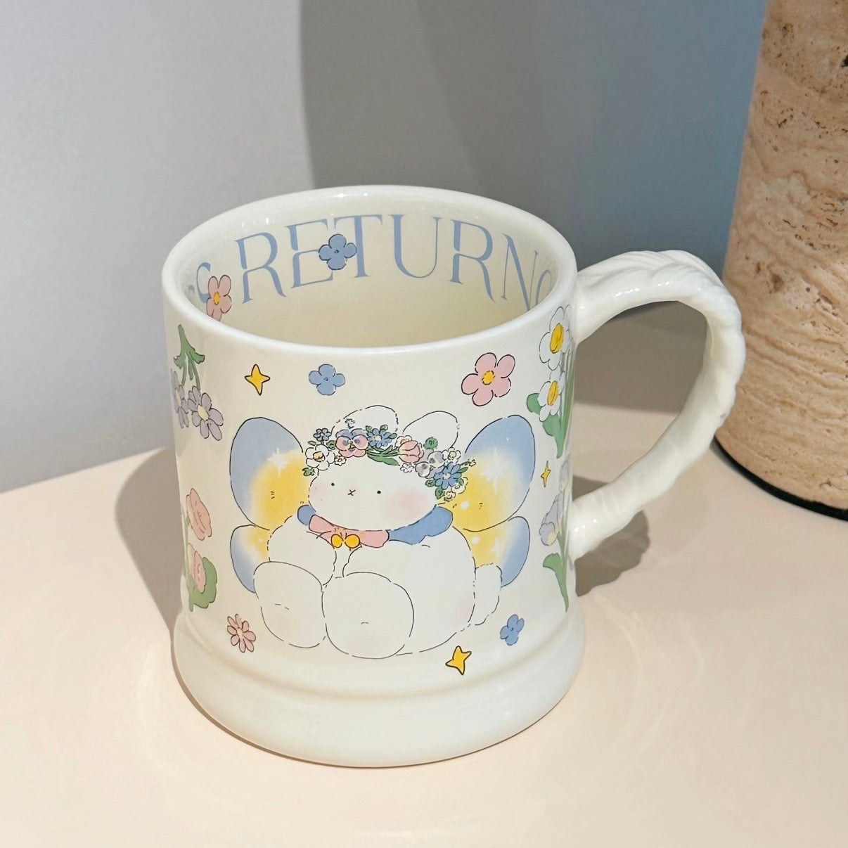 Whimsical Cartoon Floral Ceramic Mug - 4 Designs, 340ML