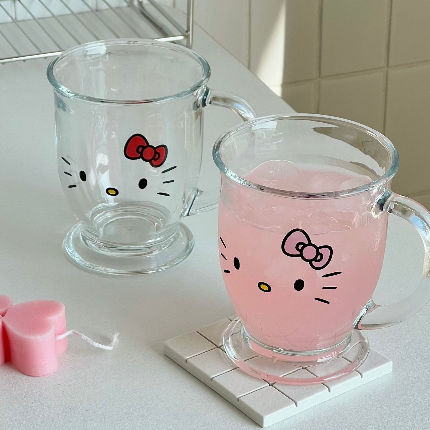 Cute Kitty Glass Mug with Handle - 450ML