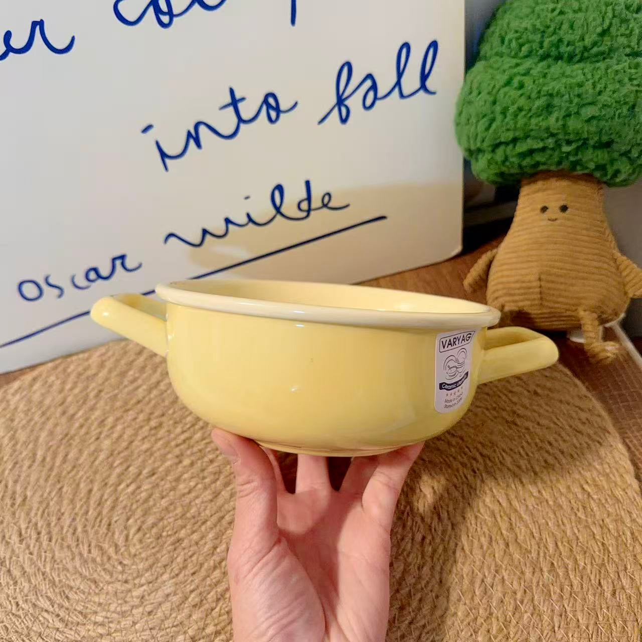 Pastel Color Ceramic Bowl with Handles - 650ML