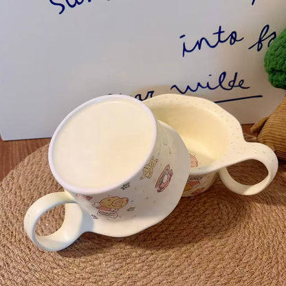 Shell Bear Ceramic Yogurt Bowl with Large Handle - 400ML