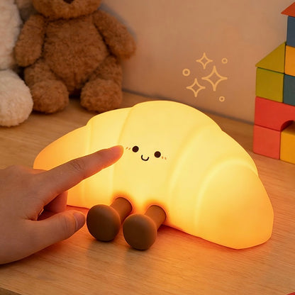 Cute Croissant Tap Night Light | Adjustable Brightness, USB Charging