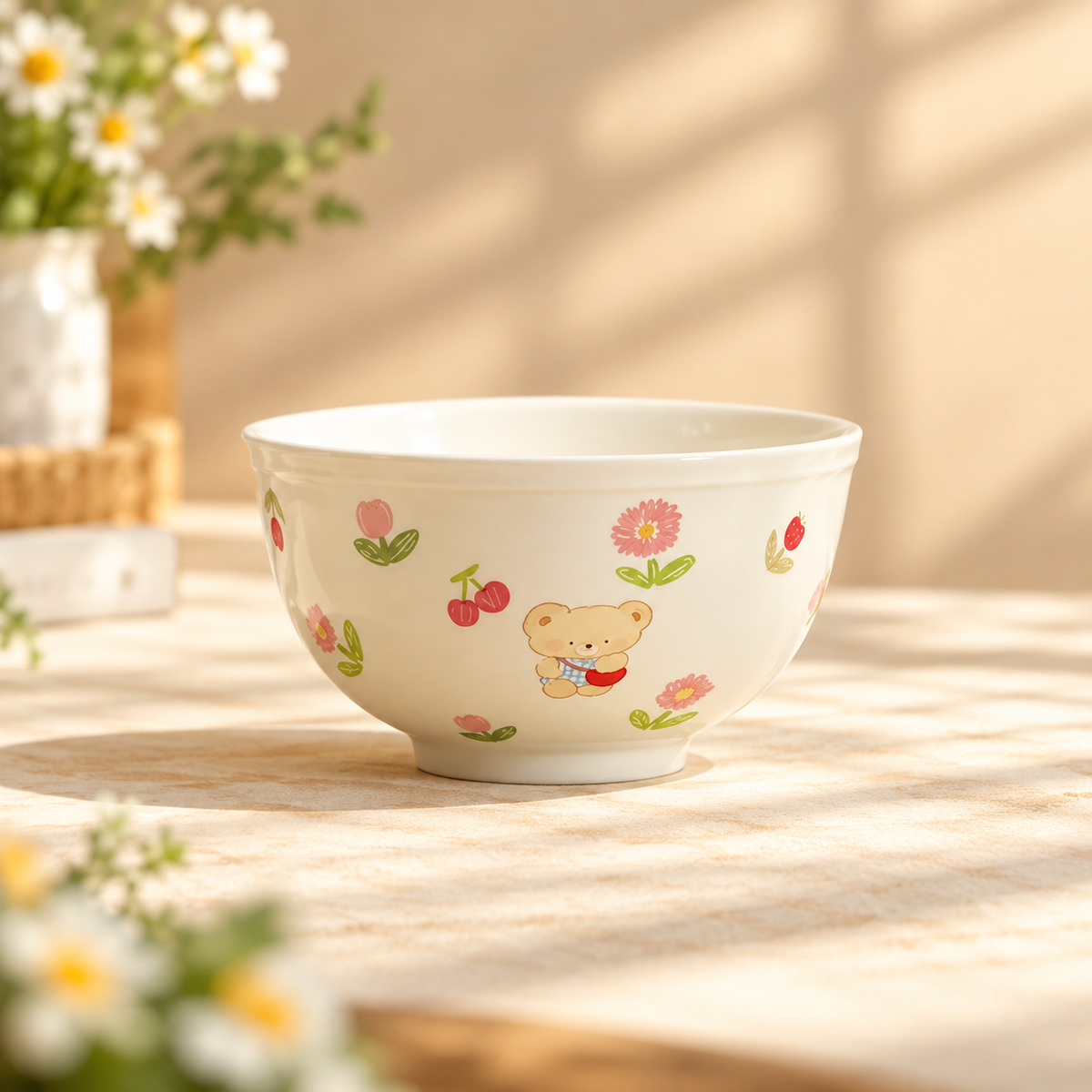 Bunny & Floral Ceramic Bowl Gift Set – 350ML, Set of 5