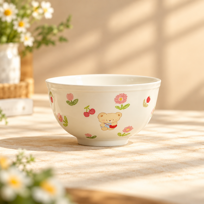 Bunny & Floral Ceramic Bowl Gift Set – 350ML, Set of 5