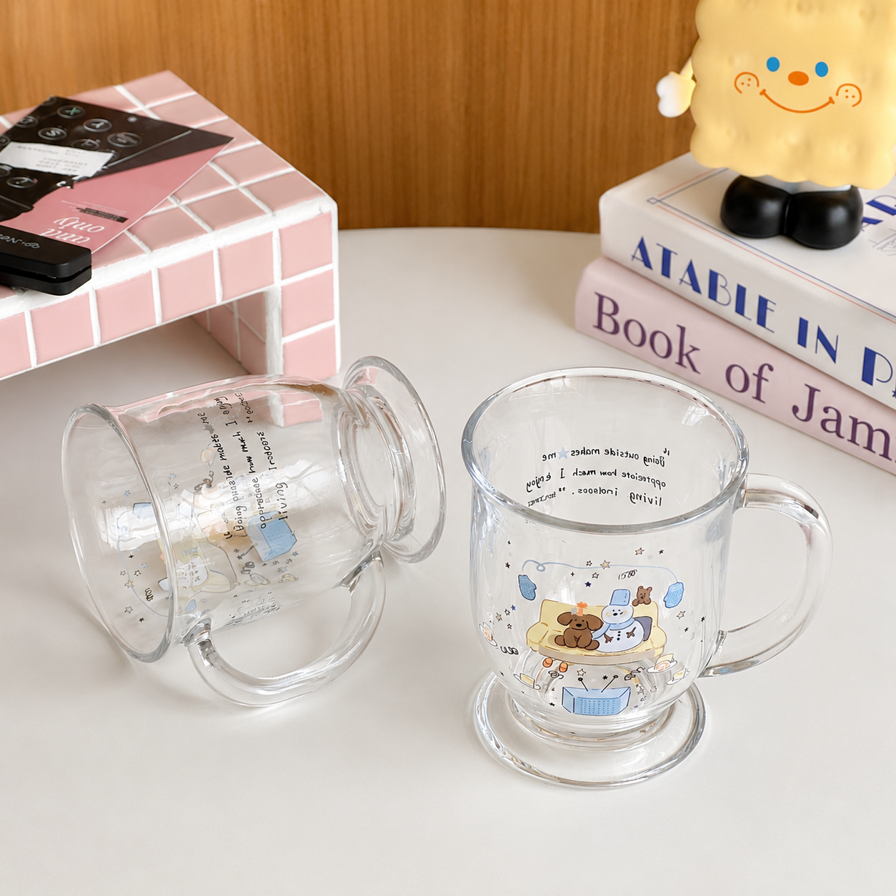 Cosy Snowman Glass Mug with Handle – 450ML