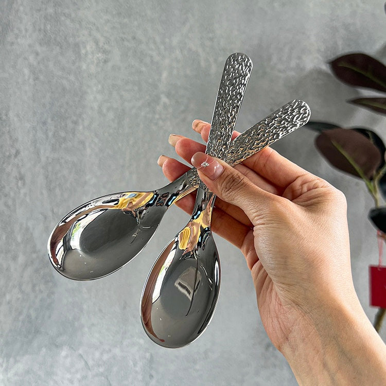 Rock-Texture Stainless Steel Flat Spoon