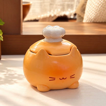 Chef Kitten Ceramic Spice Jar Gift Set with Wooden Tray – Set of 3