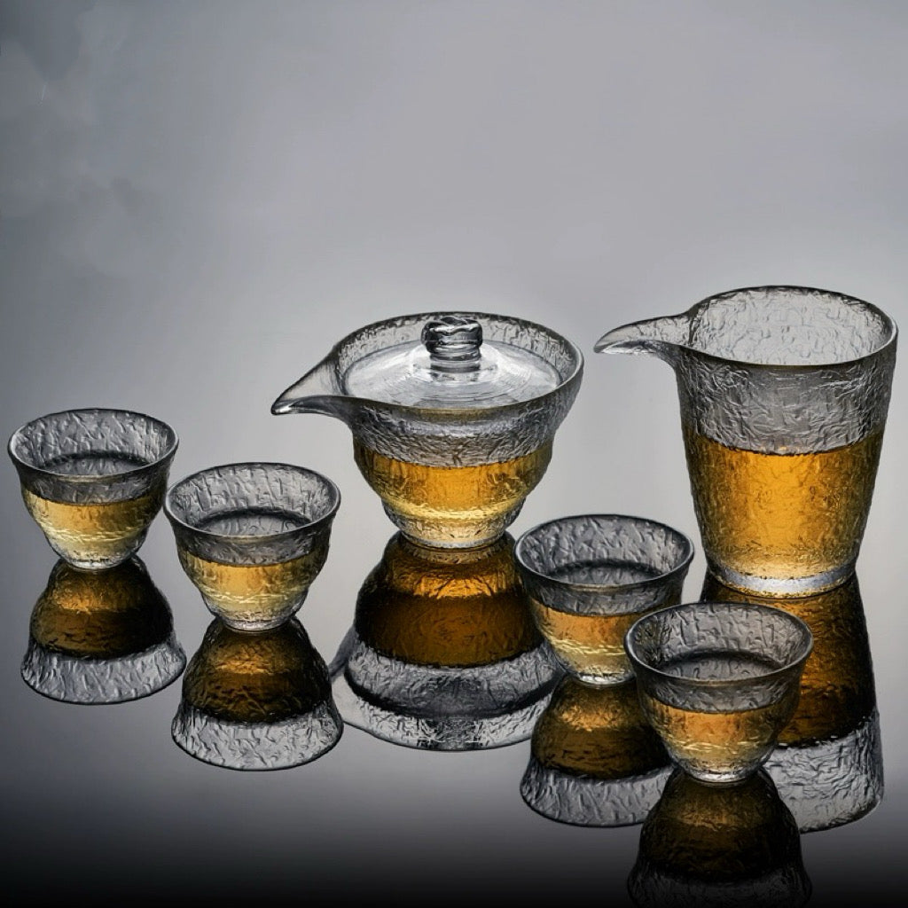 Hammered Glass Tea Set Gift Box - Set of 6 | Housewarming & Birthday Gift