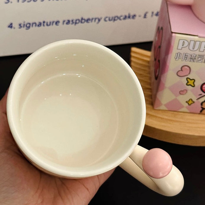 Adorable Puppy Couple Ceramic Mug – 380ml Cute Gift Box Set