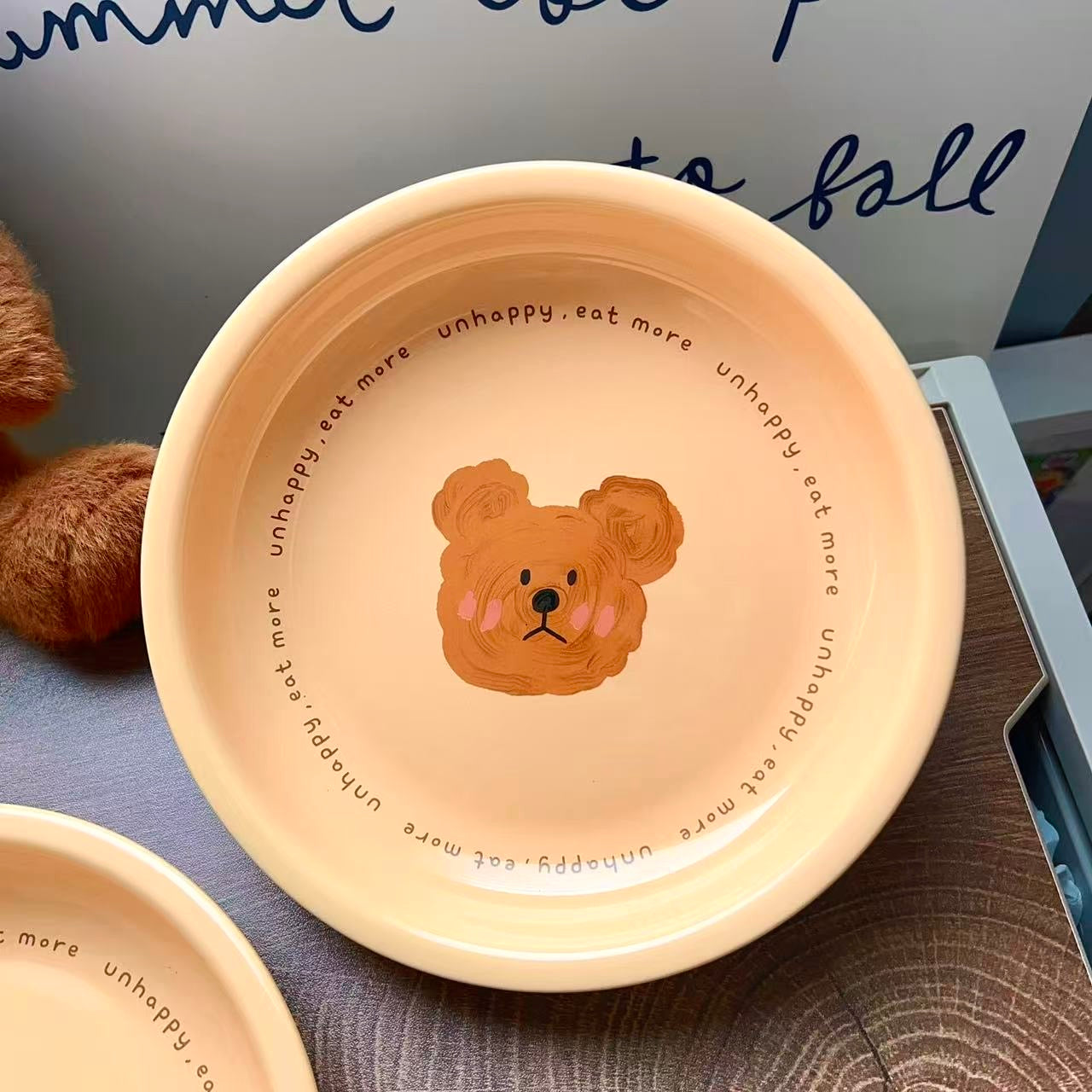 Emo Bear Ceramic Round Plate, 8-Inch