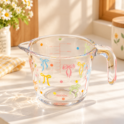 Colourful Bow Borosilicate Glass Measuring Cup – 650ML