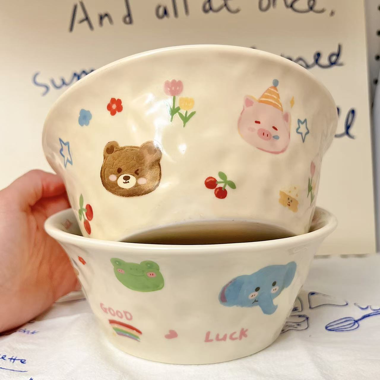 Lucky Piggy Ceramic Yogurt Bowl – 900ML Capacity