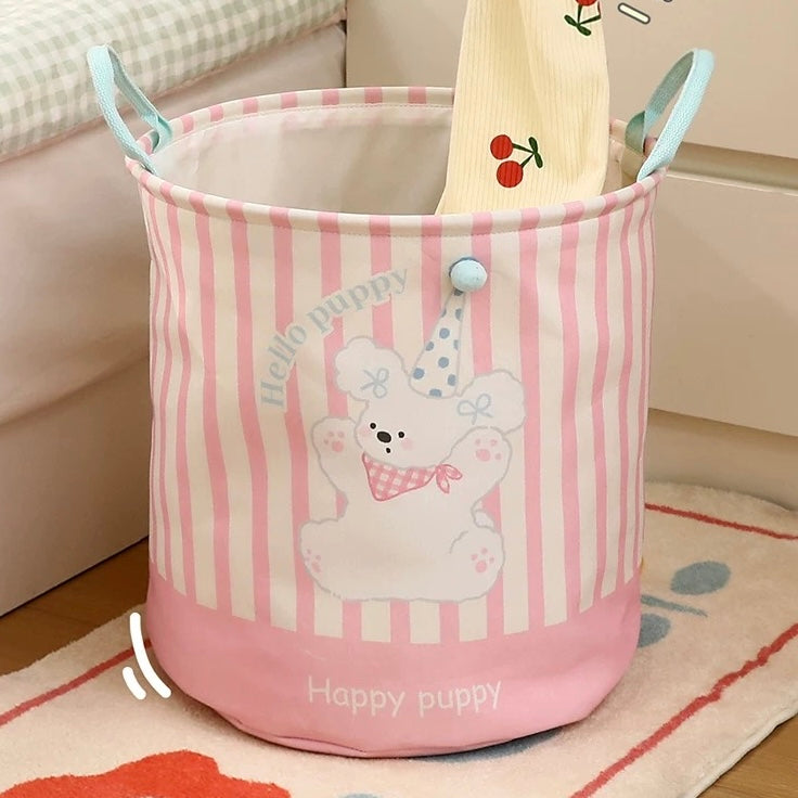 Pink & Blue Puppy Linen Storage Basket - Water-Resistant