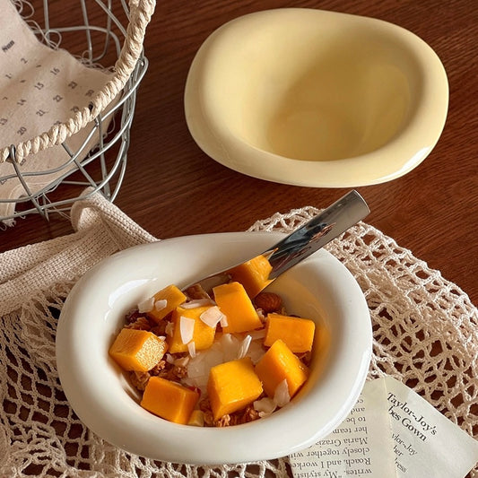 Creamy Irregular Ceramic Yogurt Bowl – 240ML