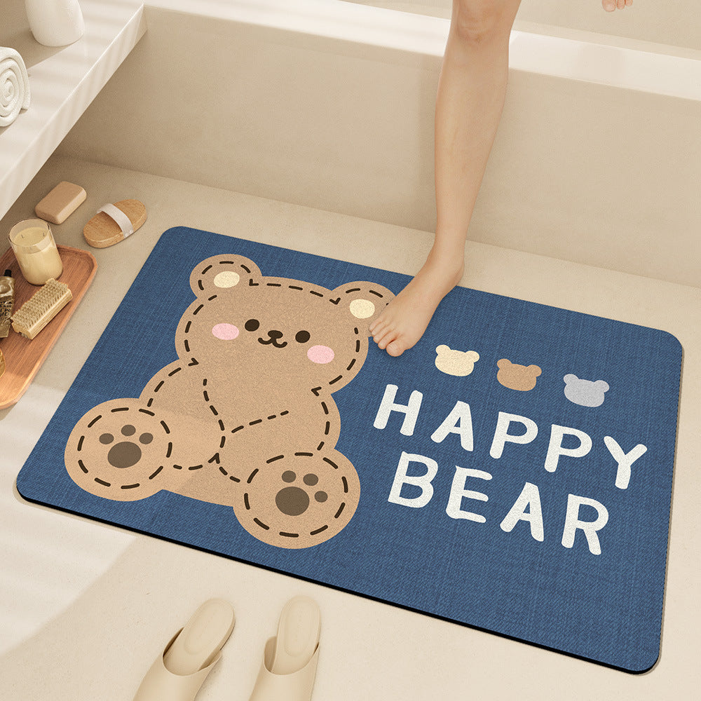 Happy Bear Bathroom Absorbent Mat - Size 40x60cm | Quick-Drying and Absorbent