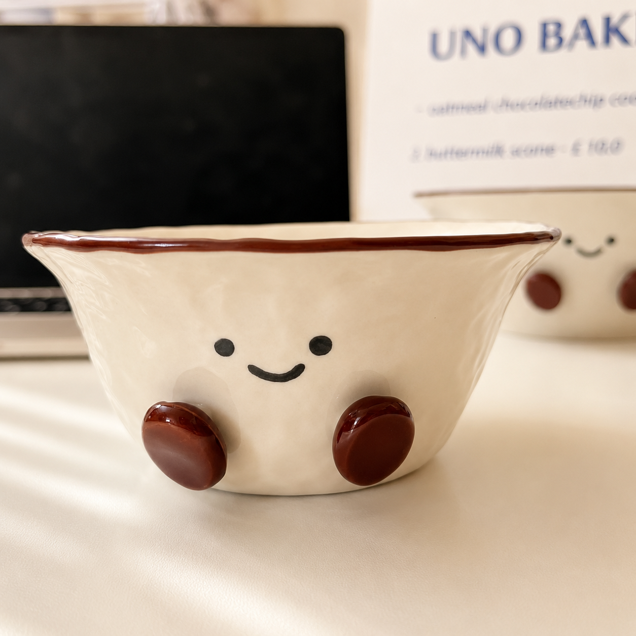 Hand-Painted Cocoa Bean Ceramic Bowls – 300ML & 600ML