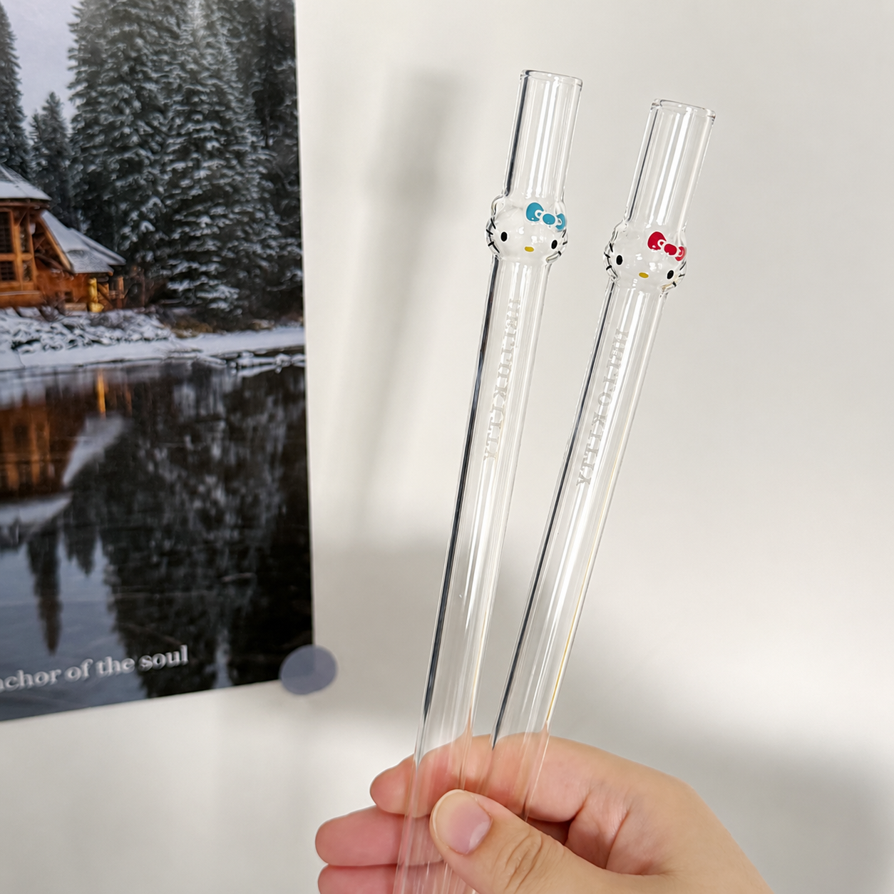Reusable Kitty Kawaii Glass Straw – 21CM