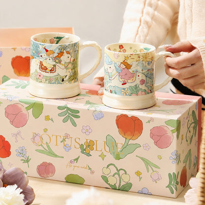 Vintage Fairy Tale Rider Ceramic Mug Gift Set – Set of 2 | 340ML