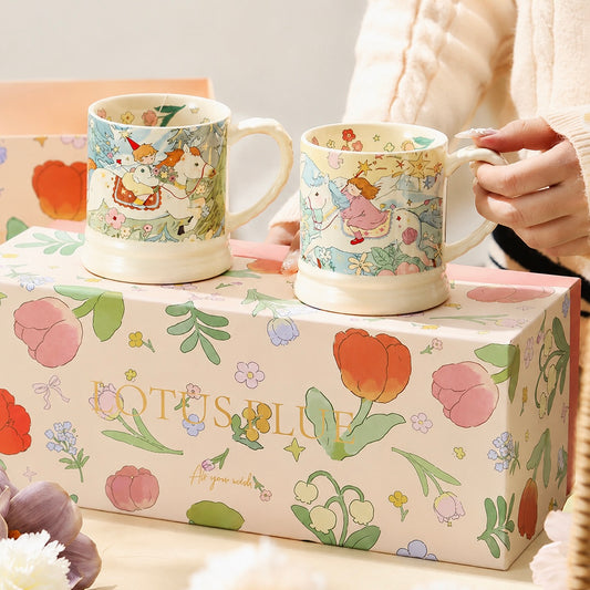 Vintage Fairy Tale Rider Ceramic Mug Gift Set – Set of 2 | 340ML