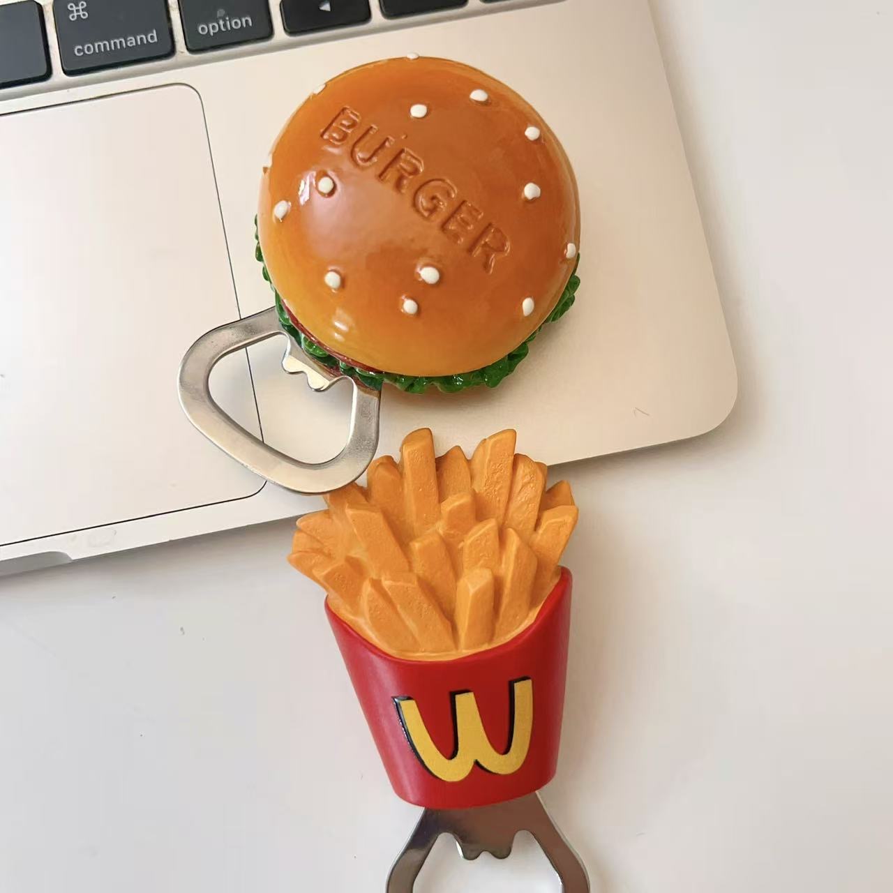 Burger & Fries Fridge Magnet Bottle Opener