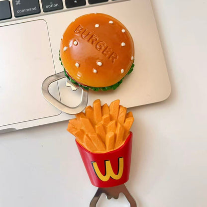 Burger & Fries Fridge Magnet Bottle Opener