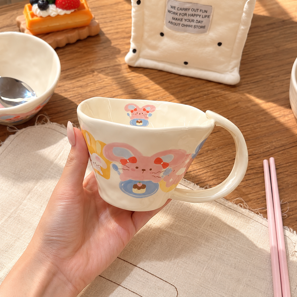 Birthday Bunny Ceramic Tableware Gift Set – Set of 5