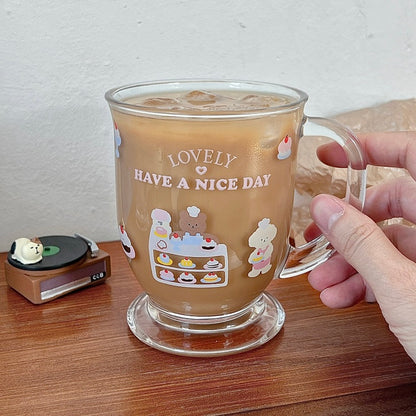 Cute Dessert House Glass Mug with Handle, 450ML Capacity