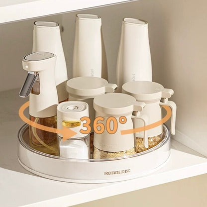 360-Degree Rotating Storage Tray – Organize Spices, Cosmetics, and More | Two Sizes, Non-Slip Base