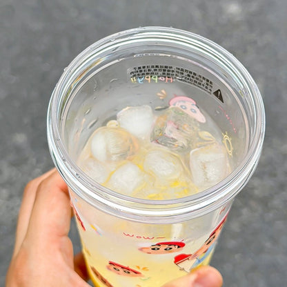 Crayon Shin-Chan & Shiro Portable Straw Cup - Cute Design, BPA-Free Tritan Material