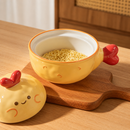 Fried Shrimp Ceramic Ramen Bowl with Lid – 700ML