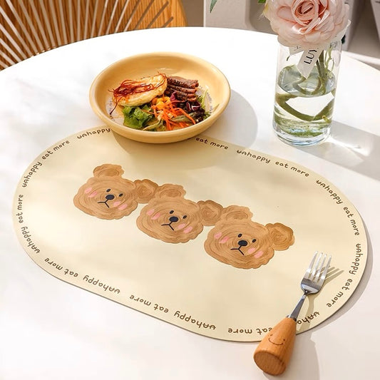 Emo Bear Waterproof Leather Placemat – 4 Styles