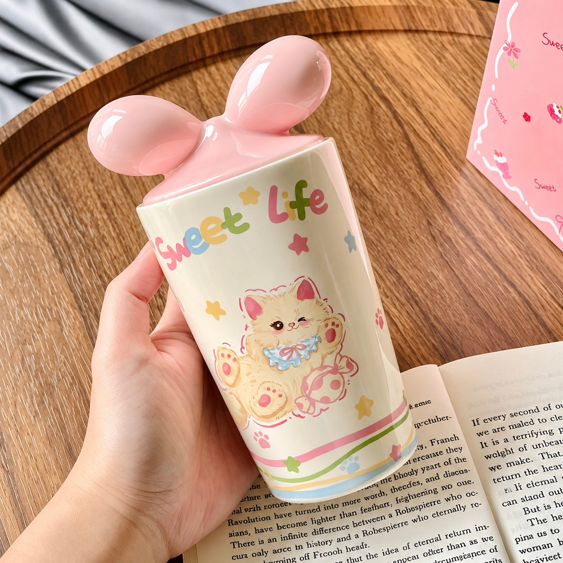 Sweet Life Bow Cat Ceramic Straw Cup – 450ML