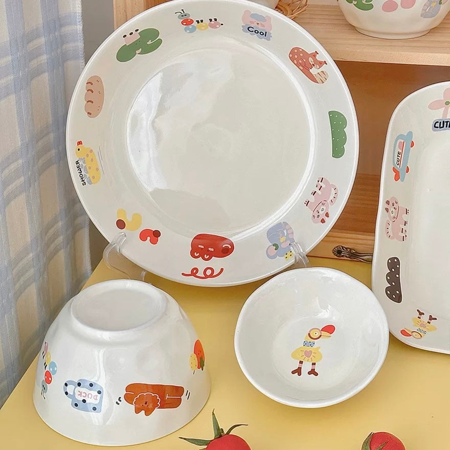 Cute Illustration Series Dinnerware Set - Adorable and Practical Design