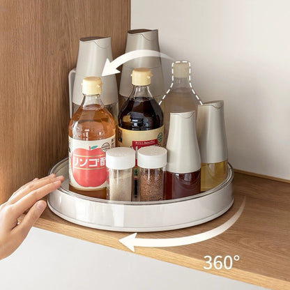 360-Degree Rotating Storage Tray – Organize Spices, Cosmetics, and More | Two Sizes, Non-Slip Base